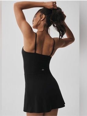 Alo Yoga Courtside Tennis Dress Black Sz L 12-14 W8176R